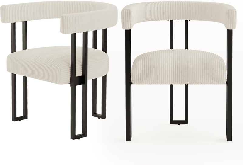 Boucle Upholstered Dining Chairs Corduroy Kitchen Room (Set of 2)