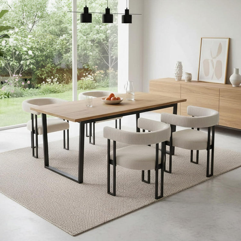 Boucle Upholstered Dining Chairs Corduroy Kitchen Room (Set of 2)