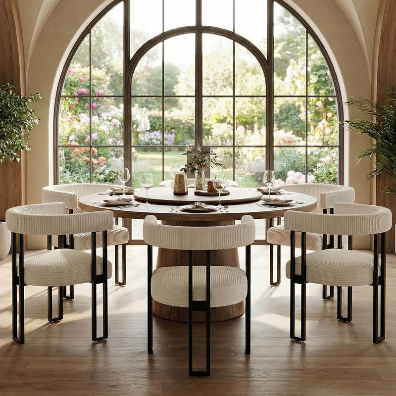 Boucle Upholstered Dining Chairs Corduroy Kitchen Room (Set of 2)