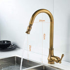 Brass Kitchen Faucets Pull Out Spray Head Hot