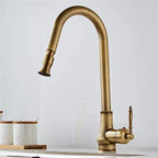 Brass Kitchen Faucets Pull Out Spray Head Hot