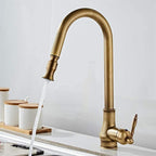 Brass Kitchen Faucets Pull Out Spray Head Hot