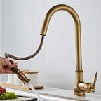 Brass Kitchen Faucets Pull Out Spray Head Hot