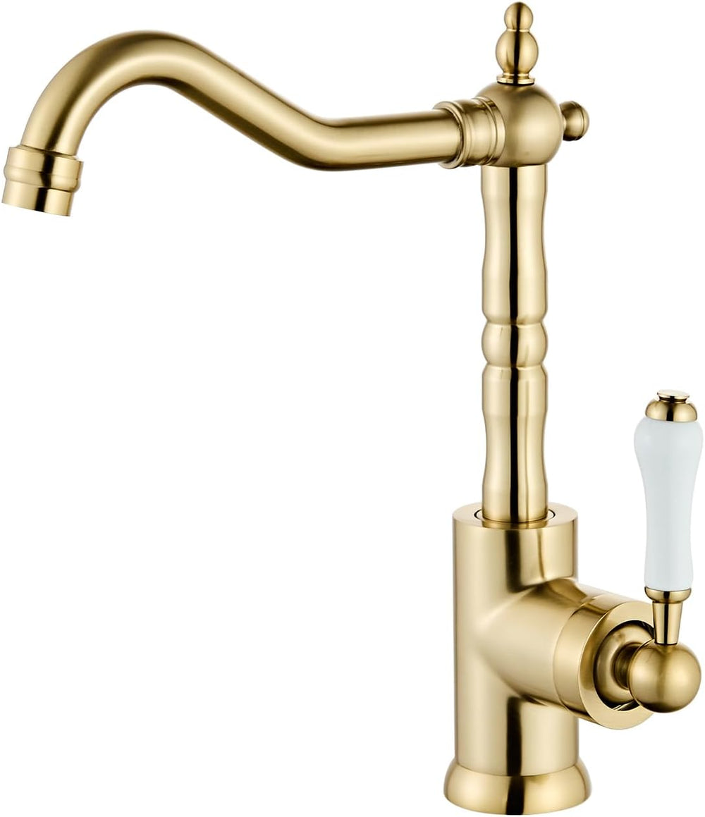 Brass Kitchen Sink Faucet Single Handle Bar