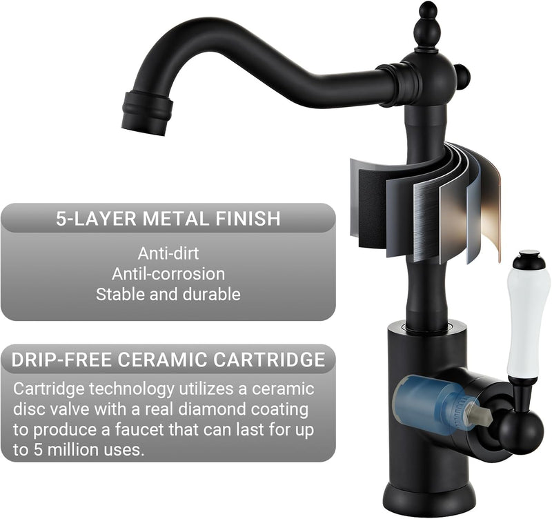 Brass Kitchen Sink Faucet Single Handle Bar