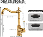 Brass Kitchen Sink Faucet Single Handle Bar