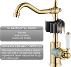 Brass Kitchen Sink Faucet Single Handle Bar