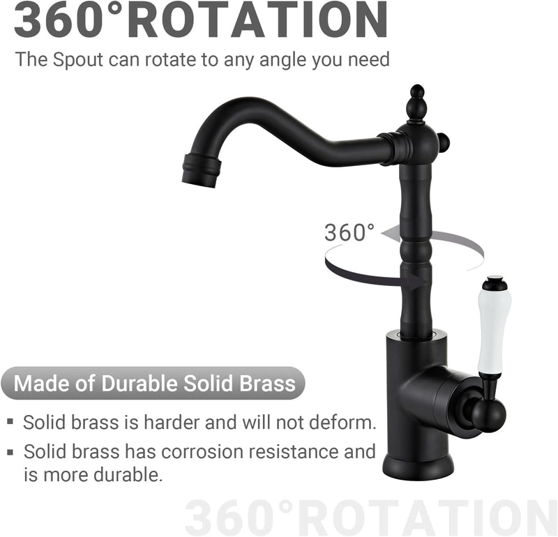 Brass Kitchen Sink Faucet Single Handle Bar