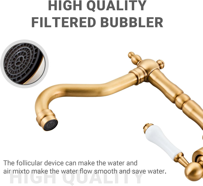 Brass Kitchen Sink Faucet Single Handle Bar
