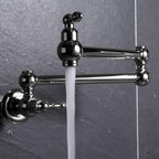 Brass Kitchen Sink Tap Folding Two-Handle Wall-Mounted Swivel