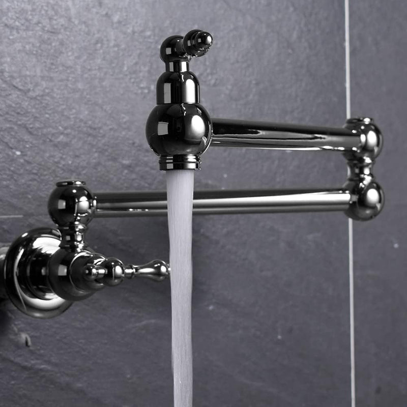 Brass Kitchen Sink Tap Folding Two-Handle Wall-Mounted Swivel