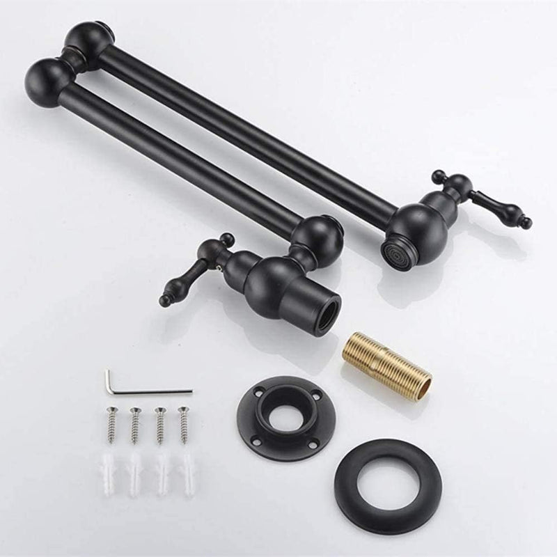 Brass Kitchen Sink Tap Folding Two-Handle Wall-Mounted Swivel