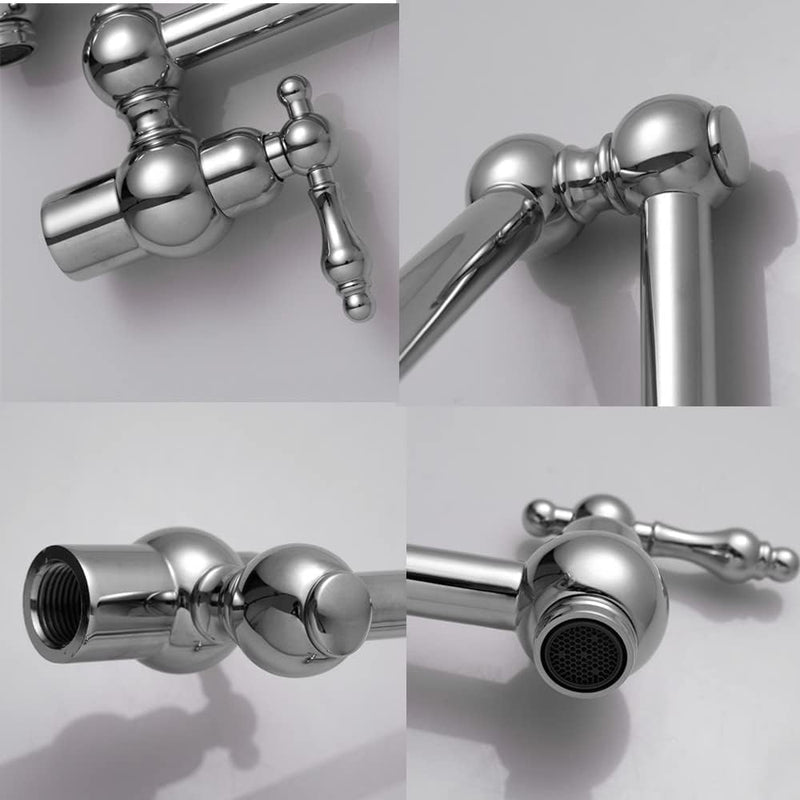 Brass Kitchen Sink Tap Folding Two-Handle Wall-Mounted Swivel