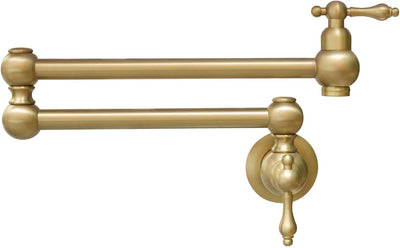 Brass Kitchen Sink Tap Folding Two-Handle Wall-Mounted Swivel