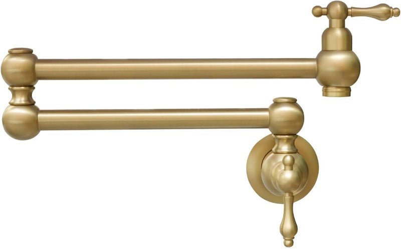 Brass Kitchen Sink Tap Folding Two-Handle Wall-Mounted Swivel