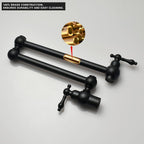 Brass Kitchen Sink Tap Folding Two-Handle Wall-Mounted Swivel