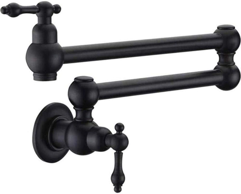 Brass Kitchen Sink Tap Folding Two-Handle Wall-Mounted Swivel