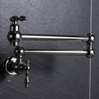 Brass Kitchen Sink Tap Folding Two-Handle Wall-Mounted Swivel