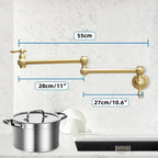 Brass Kitchen Sink Tap Folding Two-Handle Wall-Mounted Swivel