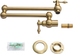 Brass Kitchen Sink Tap Folding Two-Handle Wall-Mounted Swivel
