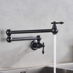 Brass Kitchen Sink Tap Folding Two-Handle Wall-Mounted Swivel