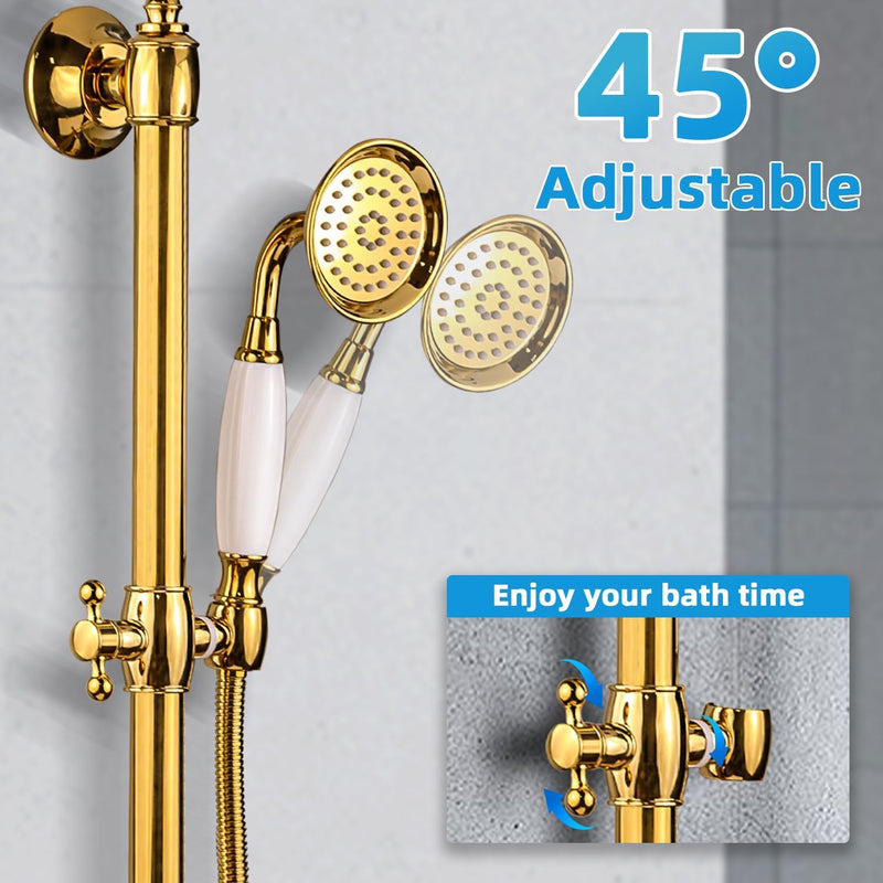 Brass Shower Head with Slide Bar Kit Wall