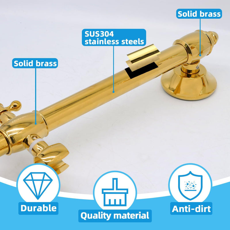 Brass Shower Head with Slide Bar Kit Wall