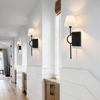 Brass Wall Lights Modern Lamps with Linen Fabric (Set of 2)