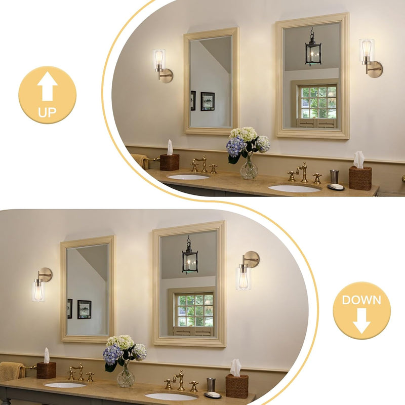 Brass Wall Lights Modern Lamps with Linen Fabric (Set of 2)