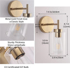 Brass Wall Lights Modern Lamps with Linen Fabric (Set of 2)