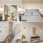 Brass Wall Lights Modern Lamps with Linen Fabric (Set of 2)