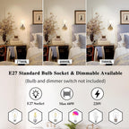 Brass Wall Lights Modern Lamps with Linen Fabric (Set of 2)