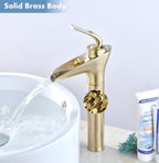Brass Waterfall Tall Sink Mixer Tap Single Lever