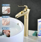 Brass Waterfall Tall Sink Mixer Tap Single Lever