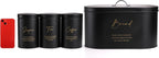 Bread Bin and Canister Metal Sugar Tea Coffee (Set of 4)
