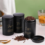 Bread Bin and Canister Metal Sugar Tea Coffee (Set of 4)