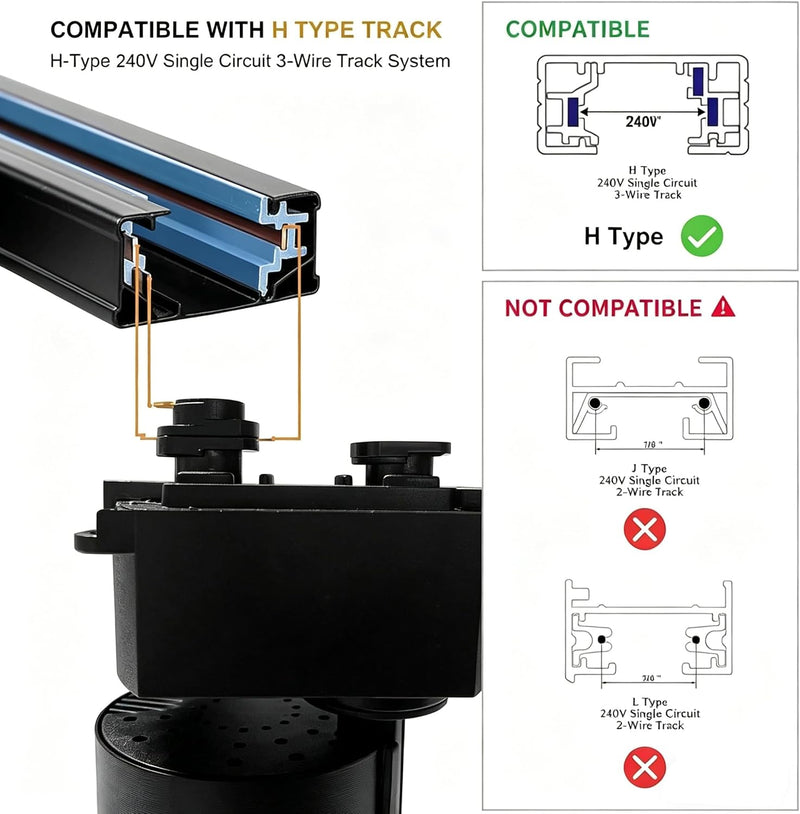Brightened Track Lighting Heads and Rails Kit 20W