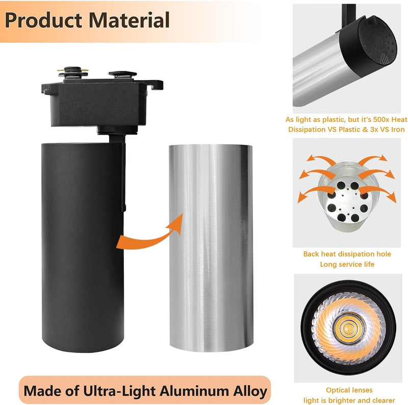 Brightened Track Lighting Heads and Rails Kit 20W