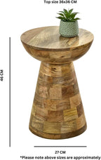 Brighton Mango Wood Side Table Round Mushroom Pedestal