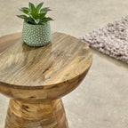 Brighton Mango Wood Side Table Round Mushroom Pedestal
