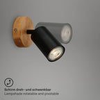 Briloner Ceiling Light Vintage Swivelling Wooden Base Socket
