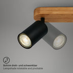 Briloner Ceiling Light Vintage Swivelling Wooden Base Socket