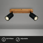 Briloner Ceiling Light Vintage Swivelling Wooden Base Socket