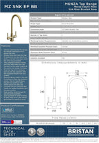 Bristan Monza Kitchen Tap Swivel Spout Two Lever