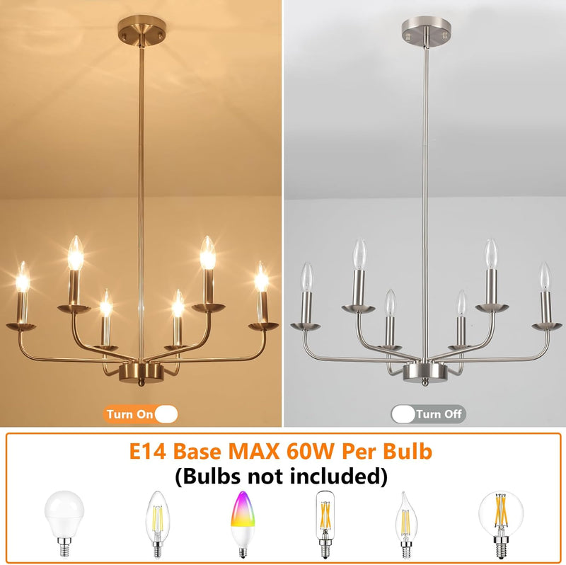 Brushed Nickel Chandelier Ceiling Lights 6 Modern Dining