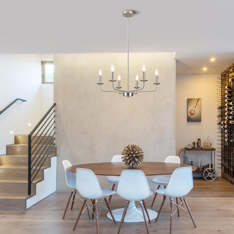 Brushed Nickel Chandelier Ceiling Lights 6 Modern Dining