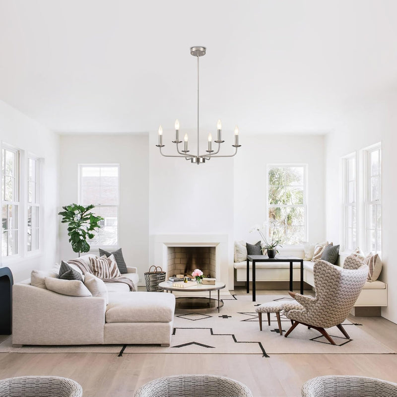 Brushed Nickel Chandelier Ceiling Lights 6 Modern Dining
