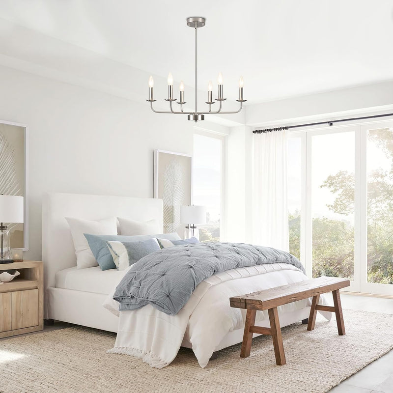 Brushed Nickel Chandelier Ceiling Lights 6 Modern Dining