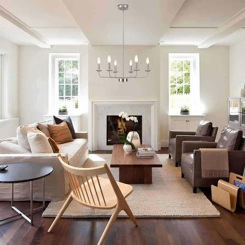 Brushed Nickel Chandelier Ceiling Lights 6 Modern Dining