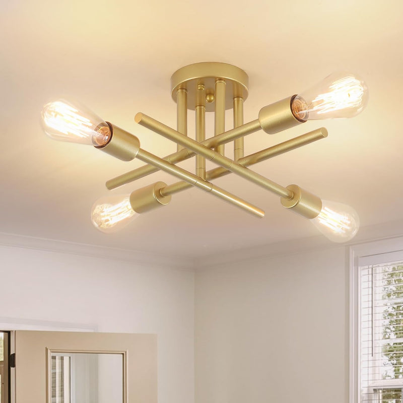 Brushed Nickel Sputnik Ceiling Light 8 Lights Chrome
